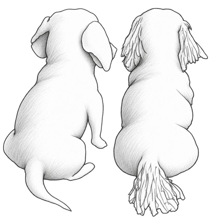 Two puppies sitting side by side